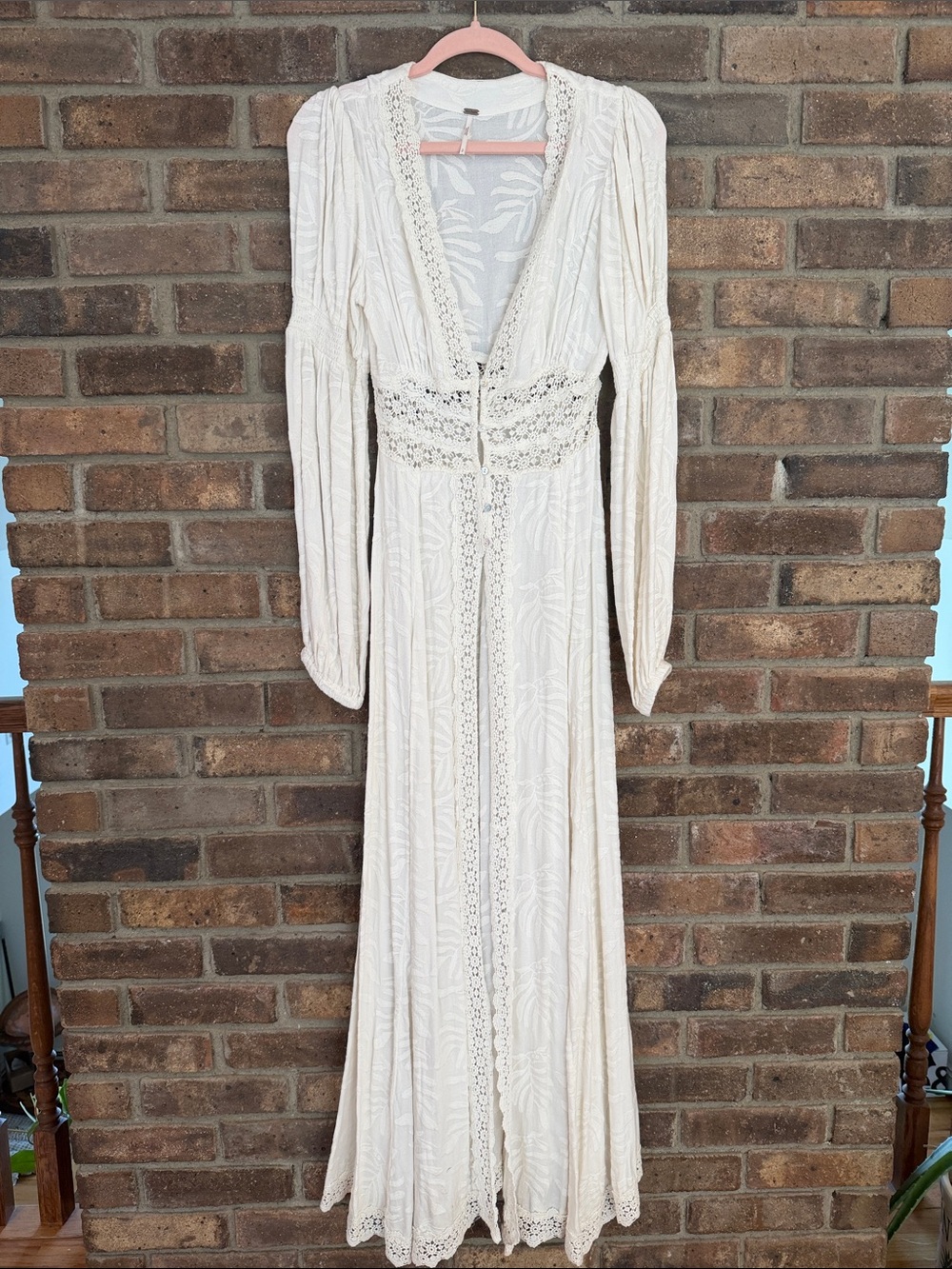 Free People Cream Lace-Detail Maxi Dress